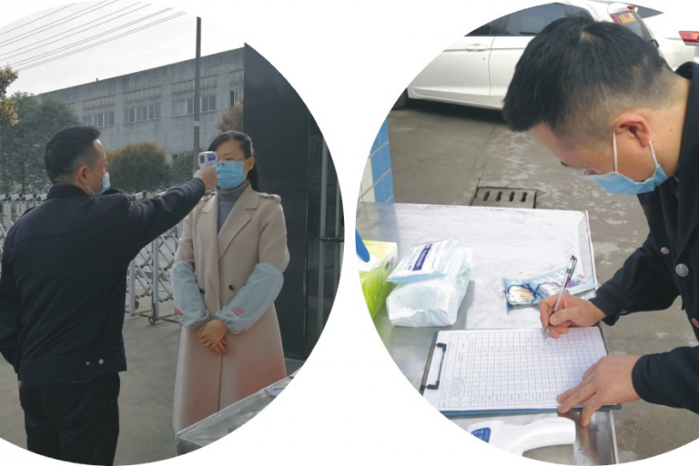 Picture 1: The doorman registers and takes temperature